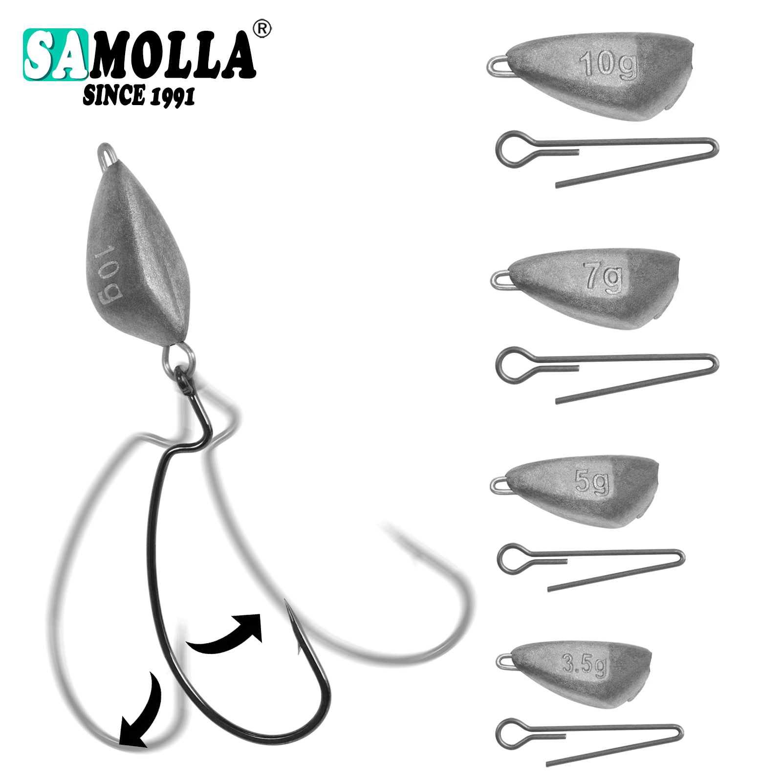 Fishing Hook Jig - SAMOLLA 5 قطع وزن الصيد برأس