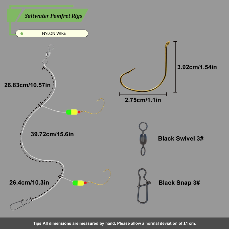 طقم صيد بومبانو للشاطئ 3 قطع/6 - مراجعة Fishing Hook Circle وسعره
